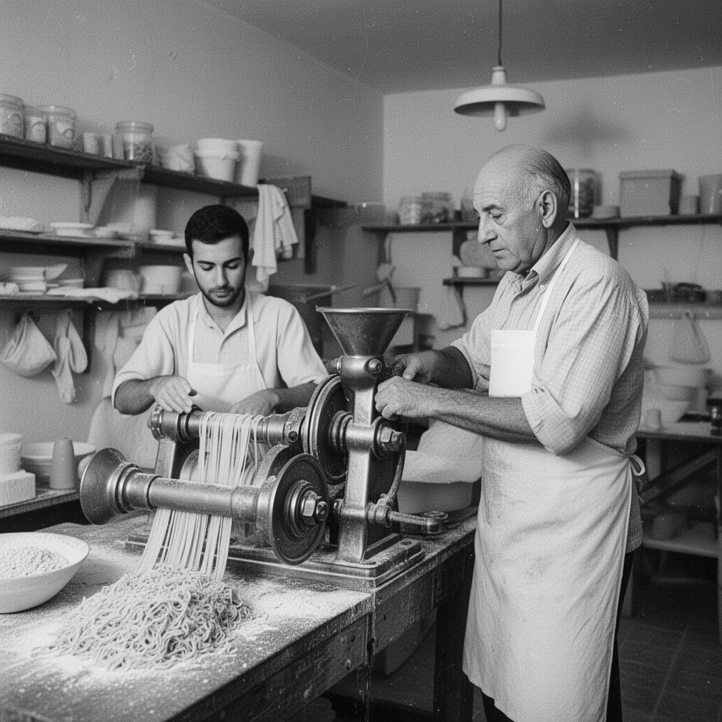 Our family at the original pasta machine, 1978